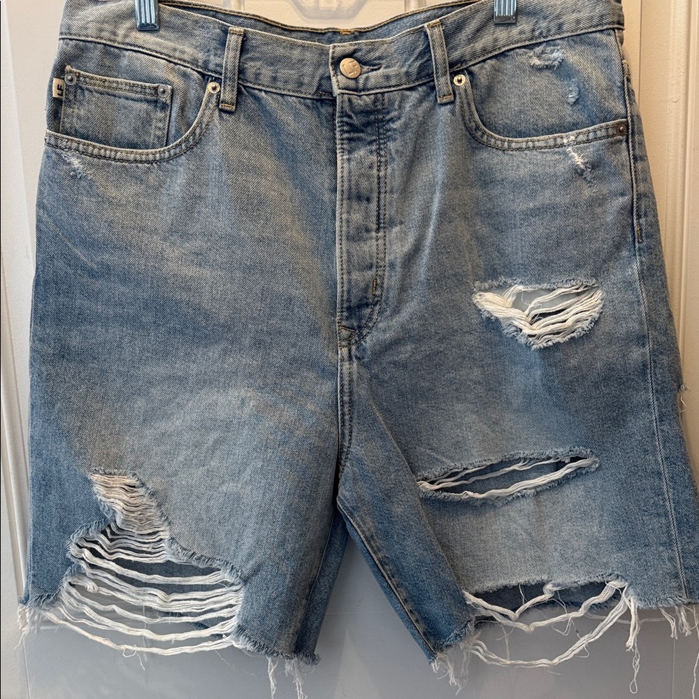 Lovers + Friends Light Wash Distressed Denim Shorts